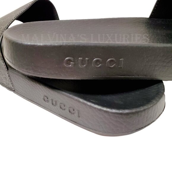 GUCCI SHOES MENS GG SUPREME CANVAS LOGO TIGER SLIDES SANDALS Size 9/ US 9.5 - Picture 10 of 15